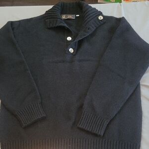 Men's Classic Black Turtleneck Sweater with Button Collar